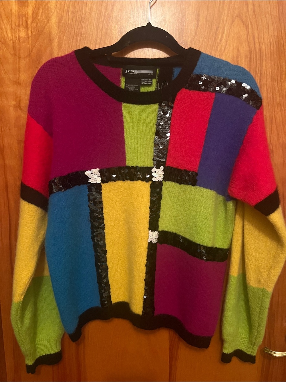 1990 Spree Colorblock Sequin Accent Sweater - Multicolor